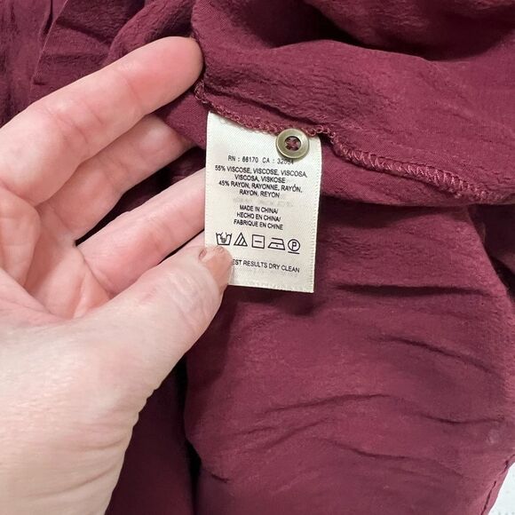 Anthropologie Maeve Boho Burgundy Galan Tassel Shirt Dress large - Picture 10 of 14